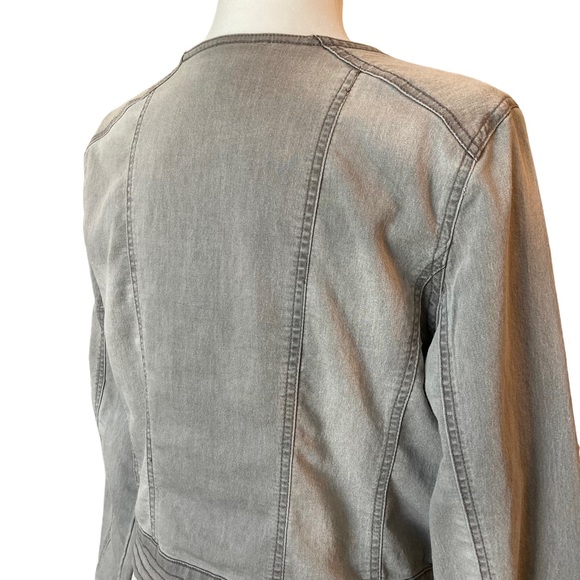 Jessica Simpson Maternity gray moto jacket, Sz L - Picture 13 of 17